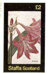 Staffa 1982 Flowers #34 (Red Amaryllis) imperf deluxe sheet (Â£2 value) unmounted mint, stamps on , stamps on  stamps on flowers    