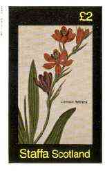 Staffa 1982 Flowers #36 (Crimson Bablana) imperf deluxe sheet (£2 value) unmounted mint, stamps on flowers