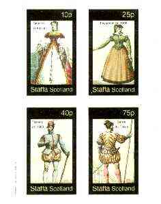 Staffa 1982 French Costumes of 16th Century #1 imperf sheet containing set of 4 values unmounted mint, stamps on , stamps on  stamps on costumes, stamps on militaria