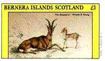 Bernera 1982 Domesticated Animals (Aegagrus Goats) imperf souvenir sheet (£1 value) unmounted mint, stamps on animals, stamps on ovine, stamps on goats