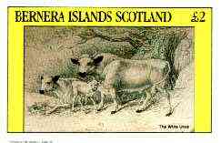 Bernera 1982 Domesticated Animals (Urus) imperf deluxe sheet (£2 value) unmounted mint, stamps on animals, stamps on bovine