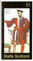 Staffa 1982 French Costumes of 16th Century #3 (Todat des Gardes Guisses) imperf souvenir sheet (£1 value) unmounted mint, stamps on costumes