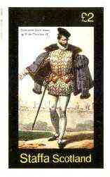 Staffa 1982 French Costumes of 16th Century #3 (Civil Sous to Charles IX) imperf deluxe sheet (£2 value) unmounted mint, stamps on costumes, stamps on militaria