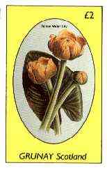 Grunay 1982 Flowers #15 (Water Lily) imperf deluxe sheet (£2 value) unmounted mint, stamps on flowers