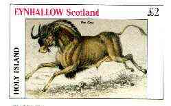 Eynhallow 1982 The Gnu imperf deluxe sheet (£2 value) unmounted mint, stamps on animals, stamps on bovine, stamps on gnu