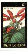 Staffa 1982 Flowers #40 (Gesnera) imperf souvenir sheet (£1 value) unmounted mint, stamps on flowers