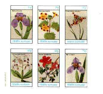 Staffa 1982 Flowers #47 (Cattleya, Mimulus, Azalea etc) imperf set of 6 values unmounted mint, stamps on flowers, stamps on orchids
