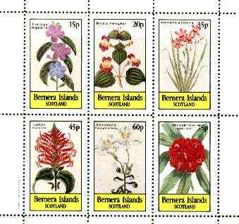Bernera 1982 Flowers #21 (Mimulus, Justicia, Rhododendron, etc) perf  set of 6 values unmounted mint, stamps on flowers