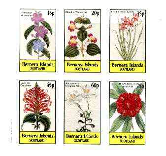 Bernera 1982 Flowers #21 (Mimulus, Justicia, Rhododendron, etc) imperf  set of 6 values unmounted mint , stamps on , stamps on  stamps on flowers