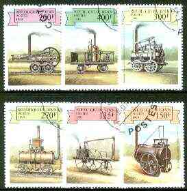 Benin 1999 Early Railway Locos complete perf set of 6 values fine cto used*, stamps on railways
