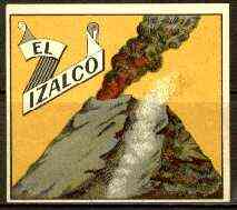 Match Box Labels - El Izalco (Volcano - yellow background) label in very fine unused condition (Swedish), stamps on , stamps on  stamps on volcanoes