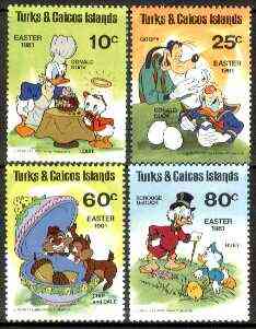 Turks & Caicos Islands 1981 Easter (Walt Disney's Characters) set of 4 unmounted mint, SG 643-46*, stamps on , stamps on  stamps on disney, stamps on easter