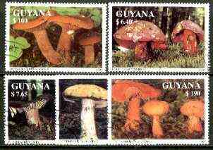 Guyana 1991 Fungi complete set of 5 fine cto used*, stamps on fungi