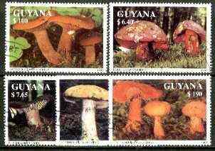 Guyana 1991 Fungi complete set of 5 fine cto used*, stamps on , stamps on  stamps on fungi