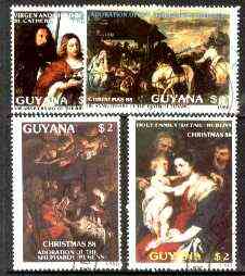 Guyana 1988 Christmas Paintings complete set of 4 fine cto used*, stamps on , stamps on  stamps on christmas, stamps on arts, stamps on rubens, stamps on titian