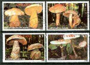 Guyana 1988 Mushrooms set of 4 fine cto used, as Sc #2010*, stamps on fungi