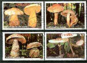 Guyana 1988 Mushrooms set of 4 fine cto used, as Sc #2010*, stamps on , stamps on  stamps on fungi