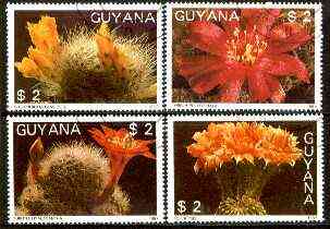 Guyana 1987 Flowering Cacti set of 4 fine cto used*, stamps on flowers, stamps on cacti