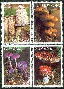 Guyana 1987 Mushrooms set of 4 fine cto used*, stamps on , stamps on  stamps on fungi