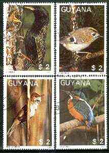 Guyana 1987 Birds set of 4 fine cto used*, stamps on , stamps on  stamps on birds, stamps on kingfisher, stamps on starling, stamps on goldcrest