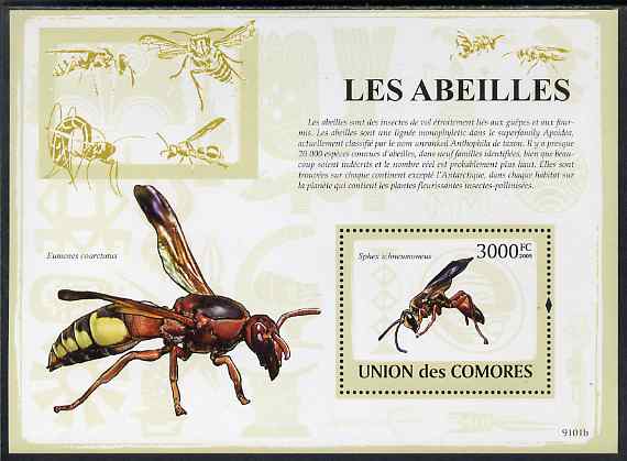 Comoro Islands 2009 Bees perf s/sheet unmounted mint, stamps on , stamps on  stamps on insects, stamps on  stamps on bees, stamps on  stamps on honey