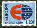 San Marino 1964 Europa 200L unmounted mint, SG 767*, stamps on , stamps on  stamps on europa, stamps on globes