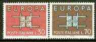 Italy 1963 Europa set of 2 unmounted mint, SG 1101-02*, stamps on europa