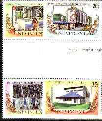 St Vincent 1985 Flour Milling set of 4 in se-tenant gutter pairs (folded through gutter) from uncut archive sheets, unmounted mint as SG 928-31, stamps on food, stamps on industry