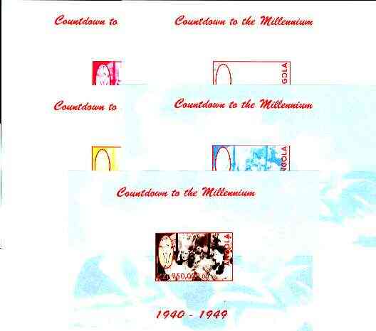 Angola 1999 Countdown to the Millennium #05 (1940-1949) souvenir sheet (Gable, Garland & Disney