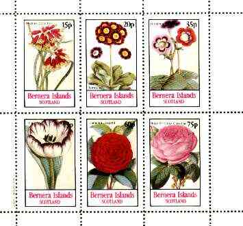 Bernera 1982 Flowers #22 (Auriculas, Rose, Tulip, etc) perf  set of 6 values unmounted mint, stamps on , stamps on  stamps on flowers, stamps on roses