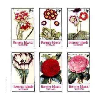 Bernera 1982 Flowers #22 (Auriculas, Rose, Tulip, etc) imperf  set of 6 values unmounted mint , stamps on , stamps on  stamps on flowers, stamps on roses