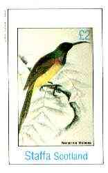 Staffa 1982 Sunbirds (Nectarinia violacea) imperf deluxe sheet (£2 value) unmounted mint, stamps on birds, stamps on sunbirds