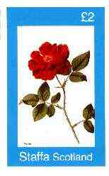 Staffa 1982 Flowers #52 (Rosa) imperf deluxe sheet (£2 value) unmounted mint, stamps on flowers