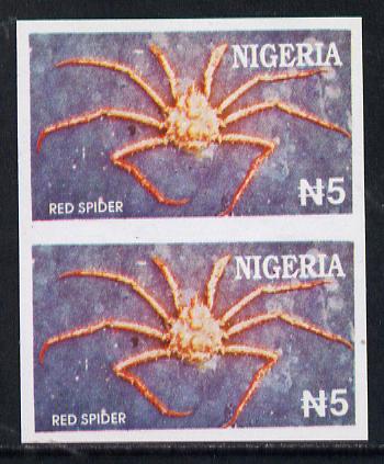 Nigeria 1994 Crabs (Red Spider) N5 unmounted mint imperf pair, stamps on , stamps on  stamps on crabs   marine-life