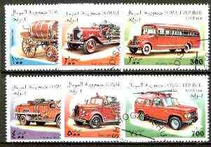 Somalia 1999 Fire Engines complete perf set of 6 fine cto used*, stamps on fire