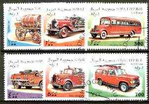 Somalia 1999 Fire Engines complete perf set of 6 fine cto used*, stamps on , stamps on  stamps on fire