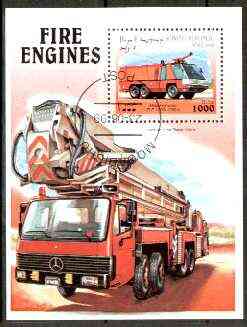 Somalia 1999 Fire Engines perf m/sheet fine cto used, stamps on , stamps on  stamps on fire