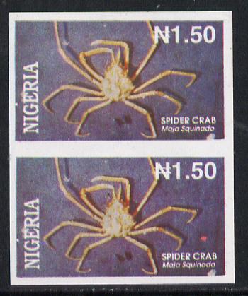 Nigeria 1994 Crabs (Spider) N1.50 unmounted mint imperf pair, stamps on crabs   marine-life