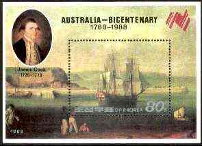 North Korea 1988 Bicentenary of Australia perf m/sheet (Cook's Resolution) unmounted mint, SG MS N2796, stamps on ships, stamps on explorers, stamps on cook, stamps on resolution