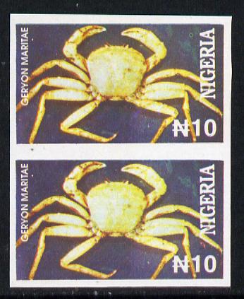 Nigeria 1994 Crabs (Geryon Maritae) N10 unmounted mint imperf pair, stamps on , stamps on  stamps on crabs   marine-life