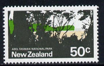 New Zealand 1970-76 National Park 50c (from def set) with apple green omitted unmounted mint, SG 932a, stamps on mountains, stamps on tourism, stamps on national parks, stamps on parks