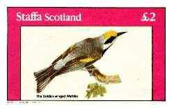 Staffa 1982 Birds #67 (Golden-winged Warbler) imperf deluxe sheet (£2 value) unmounted mint, stamps on birds 