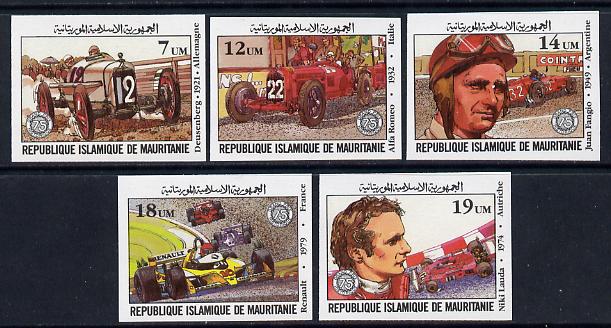 Mauritania 1981 French Grand Prix (Cars & Drivers) imperf set of 5 unmounted mint, stamps on , stamps on  stamps on cars, stamps on  stamps on racing cars, stamps on  stamps on sport   , stamps on  stamps on formula 1, stamps on  stamps on  f1 , stamps on  stamps on  