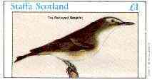Staffa 1982 Birds #69 (Red-eyed Greenlet) imperf souvenir sheet (£1 value) unmounted mint, stamps on birds 