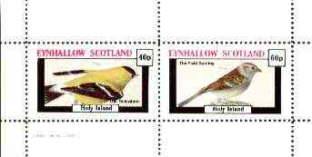 Eynhallow 1982 Birds #29 (Yellowbird & Field Bunting) perf set of 2 values unmounted mint, stamps on birds