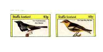 Staffa 1982 Birds #70 (Blue & Cape May Warblers) imperf set of 2 values unmounted mint , stamps on birds