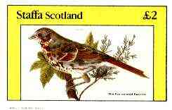 Staffa 1982 Birds #70 (Fox Coloured Sparrow) imperf deluxe sheet (£2 value) unmounted mint, stamps on birds 