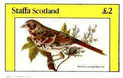 Staffa 1982 Birds #70 (Fox Coloured Sparrow) imperf deluxe sheet (Â£2 value) unmounted mint, stamps on birds