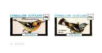 Eynhallow 1982 Birds #32 (Blackburnian & Spotted Warblers) imperf set of 2 values unmounted mint, stamps on birds