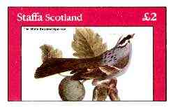 Staffa 1982 Birds #73 (White Throated Sparrow) imperf deluxe sheet (Â£2 value) unmounted mint, stamps on birds 